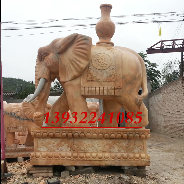 晚霞红大象石材  雕塑  厂家供应